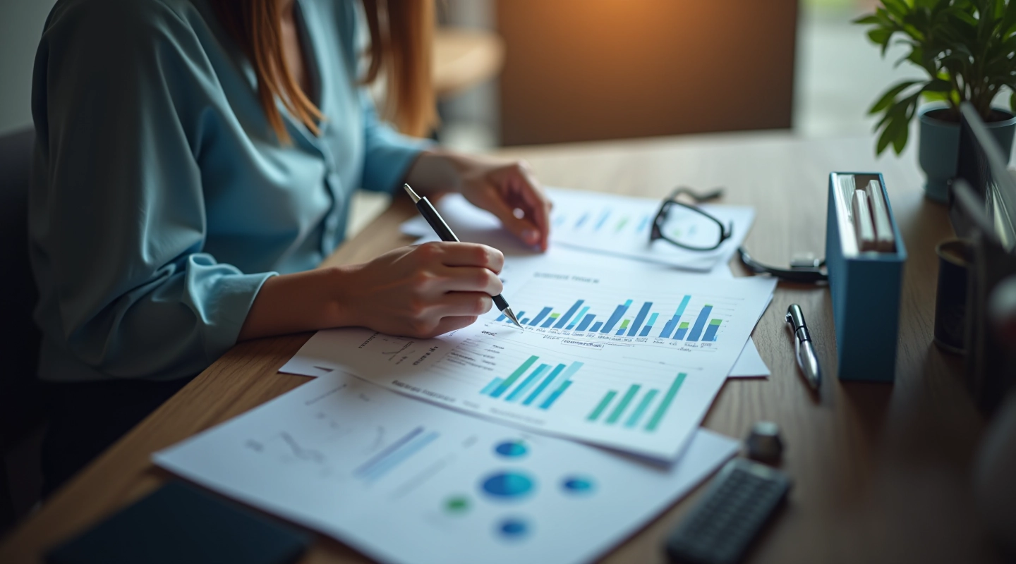 Dizajn investicijske analize s grafovima i dionicama na zaslonu